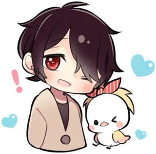 😉 Estilo anime, Fofo, Coração, Desenho animado, Chibi, Kawaii telegram sticker