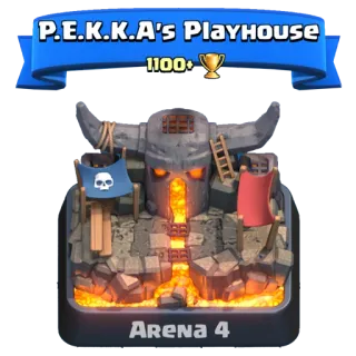 🔰 P.E.K.K.A's Playhouse
1100+
Arena 4 Clash Royale, P.E.K.K.A, Arena, Juego whatsapp sticker