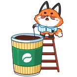 ☕️ volpe, caffè, scala, cartone animato, carino telegram sticker