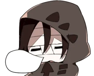 😴 Zack Angels of Death Anime, Manga, Chibi, Sweat à capuche, Sans expression, Bandages telegram sticker