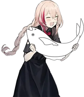 🐟 Anime, Ragazza, Pesce, Felice, Sorridendo telegram sticker