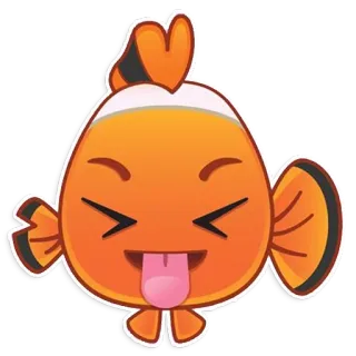 😝 fish, emoji, tongue, orange, cartoon telegram sticker