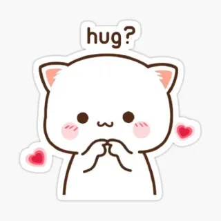 🥰 hug? gato, fofo, kawaii, abraço, pedido whatsapp sticker