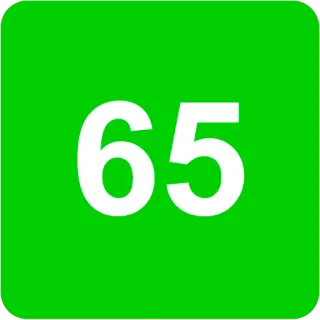 🟩 65 number, green, sixty-five, square, digit telegram sticker
