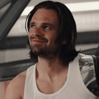 😐 Bucky Barnes мужчина, улыбается, Баки Барнс, Марвел, Зимний солдат, Себастьян Стэн telegram sticker