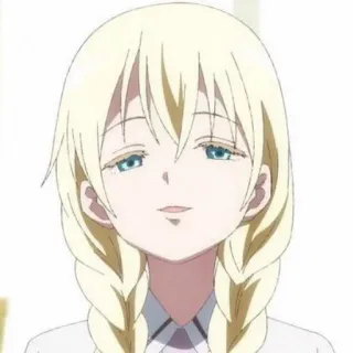 🎲 Anime, Personage, Blond haar, Meisje, Vlechten telegram sticker