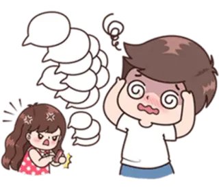 😵 Dessin animé, Argumentation, Couple, Colérique, Communication, Frustré telegram sticker