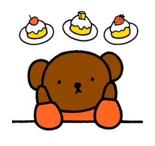 😅 Miffy Miffy, gâteau, mignon, ours telegram sticker