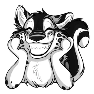 😁 leopardo, animal, peludo, sorrindo, desenho animado, feliz telegram sticker
