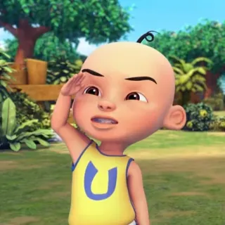 🦠 Upin Cartoon, Junge, Salut, Figur, Animation telegram sticker