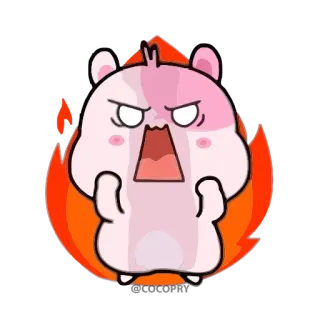 😡 хомяк, злой, огонь, мультфильм, милый, животное telegram sticker