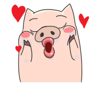 ❤ babi, binatang, kartun, cinta, hati, imut, stiker telegram sticker