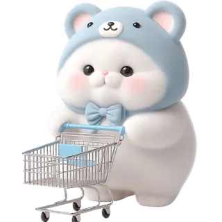🧺 可爱, 购物车, 动物, 熊, 玩具, 卡哇伊 telegram sticker
