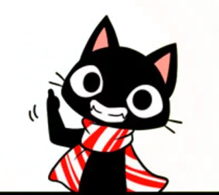 😆 gato, adesivo, desenho animado, gato preto, cachecol telegram sticker
