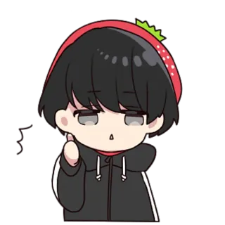 👍 Animé, Garçon, Fraise, Mignon, Kawaii, Personnage whatsapp sticker
