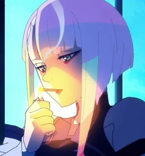 🚬 Lucy Cyberpunk: Edgerunners อนิเมะ, บุหรี่, ไซเบอร์พังก์, ลูซี่, เอ็ดจ์รันเนอร์ส, สูบบุหรี่ telegram sticker