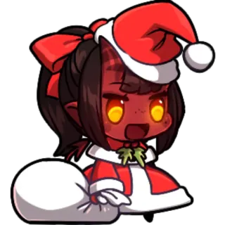 🎅 noël, démon, anime, père noël, fille, chibi telegram sticker