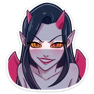 🔞 devil, demon, female, cartoon, horns, wings, monster telegram sticker