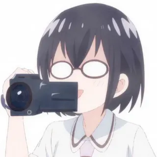 🎲 Anime, Camera, Meisje, Bril, Leuk, Cartoon telegram sticker