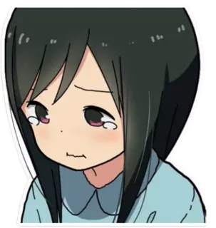 😢 anime, cô gái, buồn, khóc, đẫm lệ, cảm xúc telegram sticker