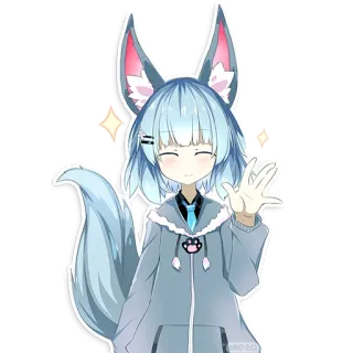 👋 Anime, Raposa, Garota, Kemonomimi, Fofo, Ilustração telegram sticker