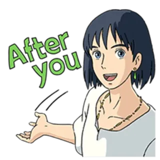 😄 After You Мультик, Вежливый, Аниме, Персонаж, Жест whatsapp sticker