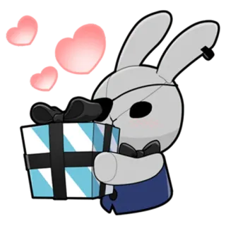 🎁 bunny, rabbit, pirate, gift, hearts, cartoon telegram sticker