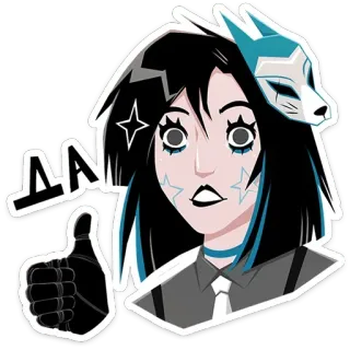 👍 anime, sticker, cartoon, mask, thumbs up, character telegram sticker