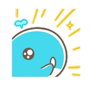 🐳 귀여운, 카와이, 파란색, 만화, 반짝이, 스티커 telegram sticker