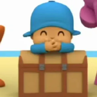 🪡 Pocoyo Pocoyo, 宝箱, 卡通, 儿童节目, 动画, 蓝帽子, 可爱 whatsapp sticker