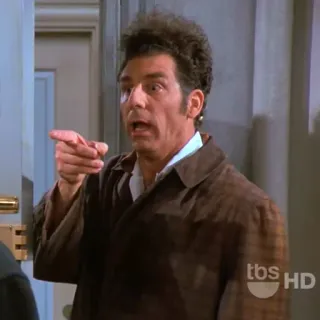 😯 Kramer Seinfeld Kramer, Seinfeld, señalando, gracioso, comedia, personaje telegram sticker