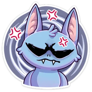 😡 animal, chauve-souris, en colère, dessin animé, autocollant, mignon telegram sticker