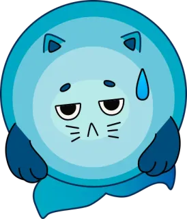 😓 Katze, traurig, Emotion, Sticker, Cartoon, blau telegram sticker