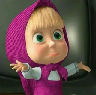 😋 Masha Masha and the Bear Cartoon, Meisje, Schattig, Ondeugend, Roze, Sjaal telegram sticker
