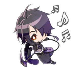 🎼 anime, chibi, cartoon, music notes, character, axe telegram sticker