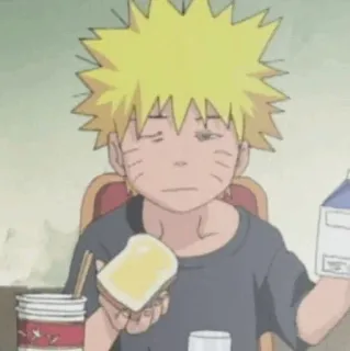 🦊 Naruto Naruto, anime, postać, kreskówka, śpiący, jedzenie telegram sticker