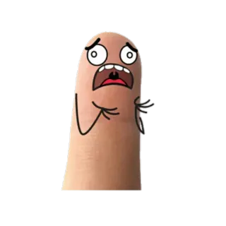 👎 finger, cartoon, expression, scared whatsapp sticker