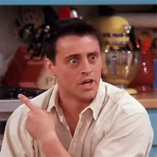 😱 Joey Tribbiani Friends homme, pointant, drôle, Joey, Friends, sitcom, série TV, comédie telegram sticker