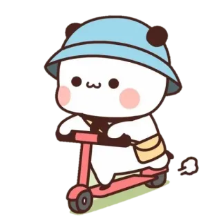 ☺️ cute, panda, scooter, cartoon, animal, kawaii, travel, summer telegram sticker