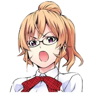 😌 animé, femme, lunettes, noeud rouge, surprise whatsapp sticker
