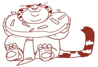🍩 donut, cat, animal, cartoon, dessert, food telegram sticker