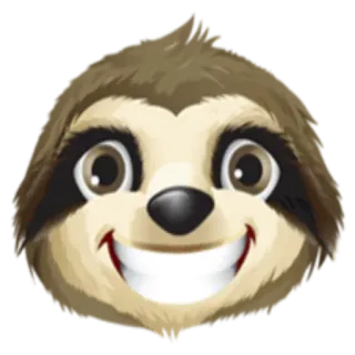 😁 bicho-preguiça, animal, fofo, feliz, sorrindo, desenho animado whatsapp sticker