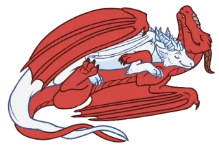 💤 dragão, fofo, vermelho, branco, dormindo, fantasia telegram sticker