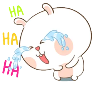😂 HA conejo, llorando, riendo, emoji, feliz, contento whatsapp sticker