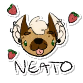 😯 NEATO pies, szczeniak, zwierzę, zwierzę domowe, truskawka, słodki, kreskówka, sztuka cyfrowa telegram sticker