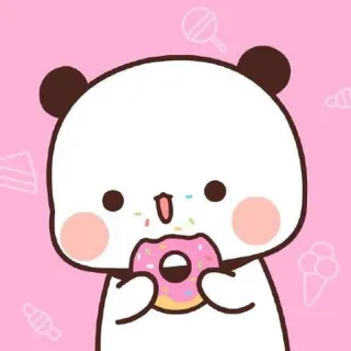 💜 Panda, Fofo, Rosquinha, Kawaii, Sticker, Desenho animado, Comida, Doces telegram sticker