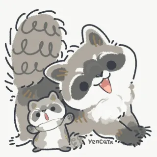 😊 raccoon, cute, animal, cartoon, baby raccoon telegram sticker