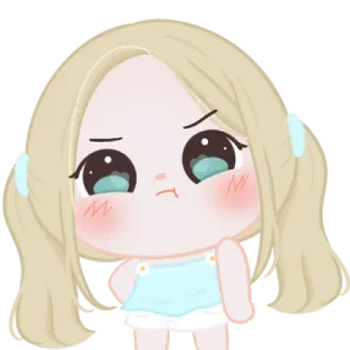🍬 Chibi, Dibujos animados, Lindo, Pelo rubio, Puchero telegram sticker