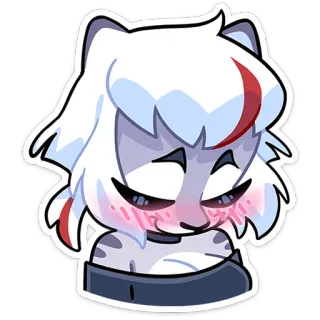 🌟 兽人, 拟人, 猫, 卡通, 贴纸, 脸红 telegram sticker