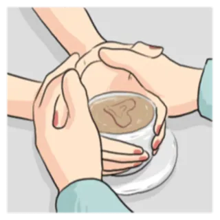 ☕️ mãos, café, amor, relacionamento, café, coração, bebida telegram sticker